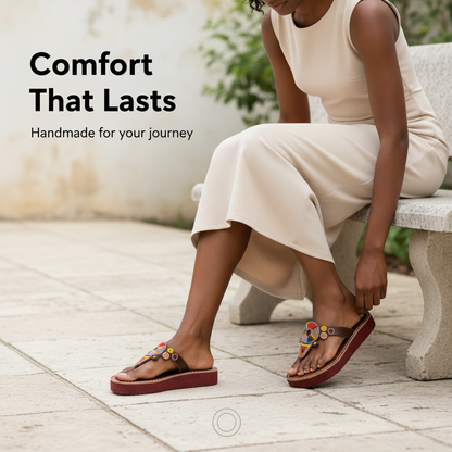 Kanga Beaded Leather Sandals