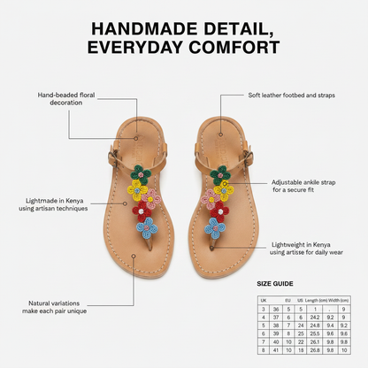 Nyati Beaded Leather Sandals
