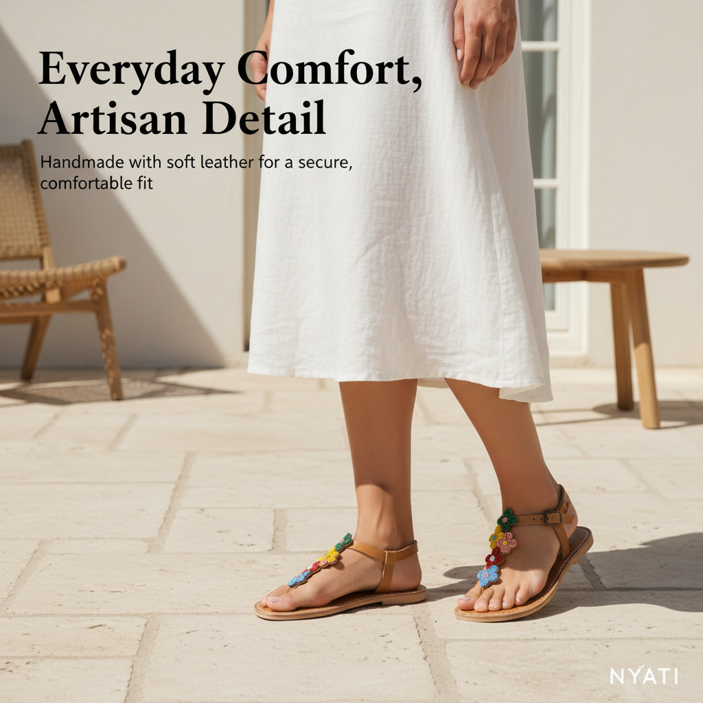 Nyati Beaded Leather Sandals