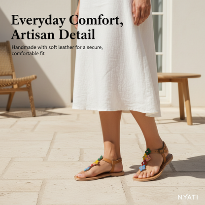 Nyati Beaded Leather Sandals