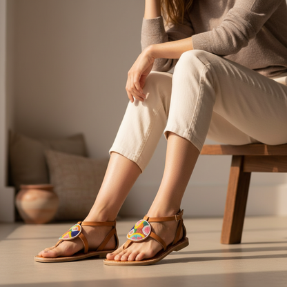 Kuku Beaded Leather Sandals