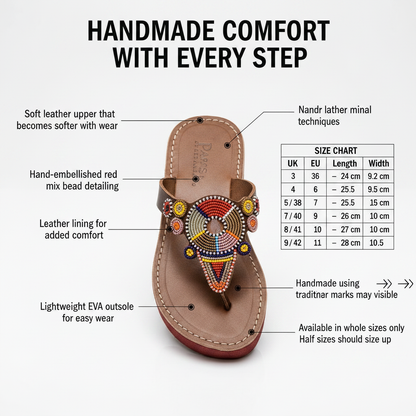 Kanga Beaded Leather Sandals