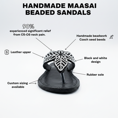 Kanga Beaded Sandals- Black & White